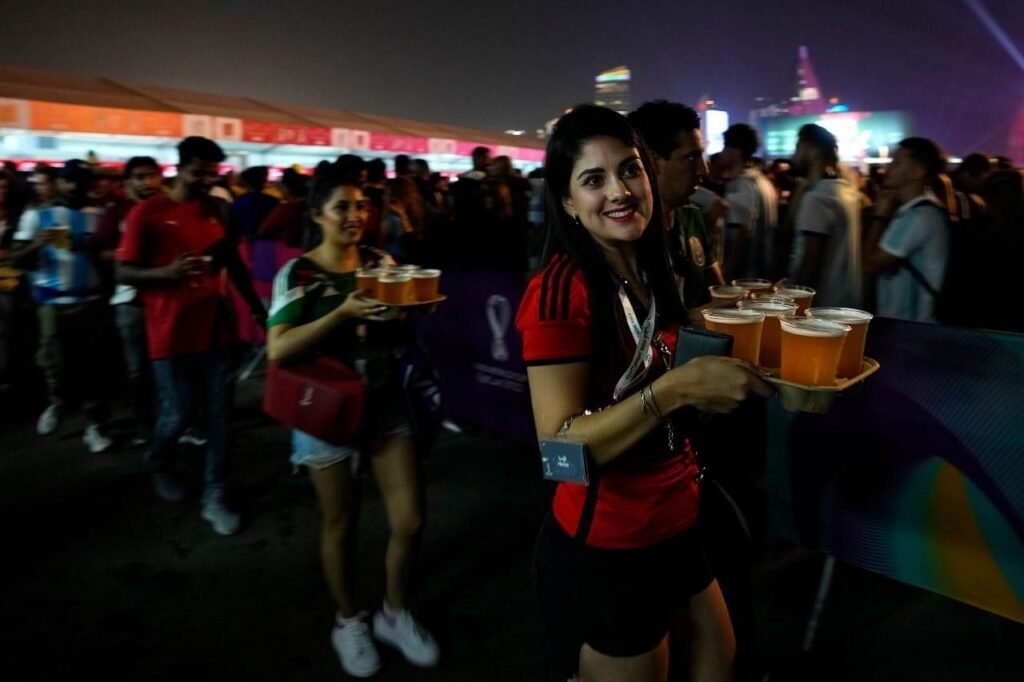 Long queues for beer in Qatar